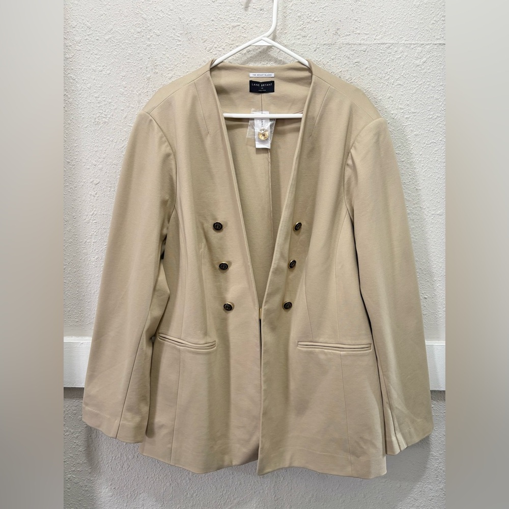 Lane Bryant Ponte Bryant Collarless Blazer in Khaki NWT 28 - Picture 3 of 9
